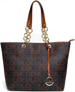 LOEM bbrown monogrammed shoulder Bag handbag tote signature Designer inspired