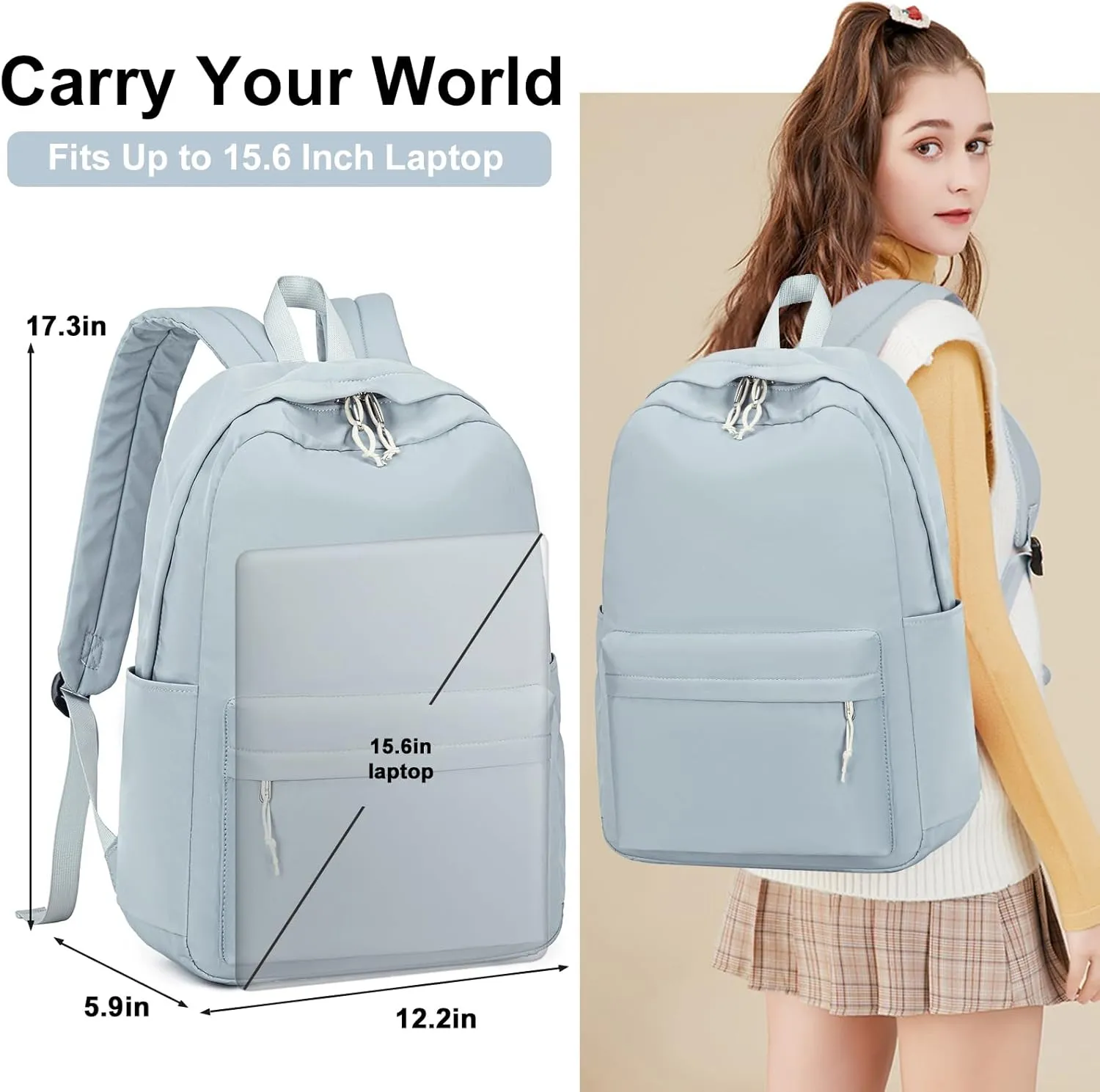 LOIDOU Backpack for Teen Girls Middle-School Primary Elementary Bookbags 17inch Kids Backpack Women laptop Backpack Lightweight Casual Daypack