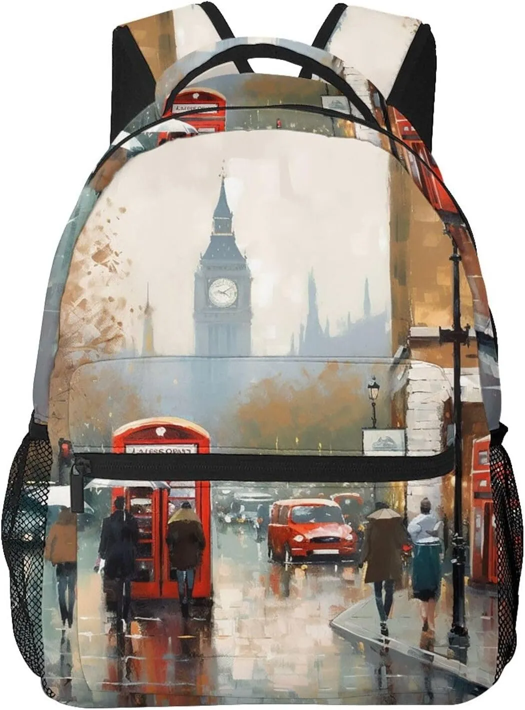 London Impression Backpack Lightweight Laptop Backpack Travel Rucksack for Men Women Canvas Daypack
