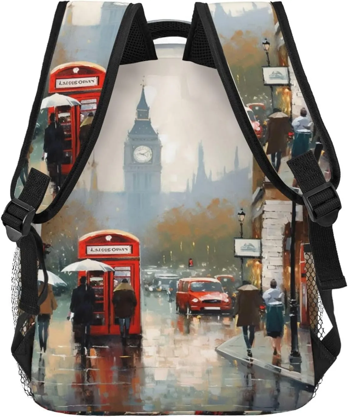 London Impression Backpack Lightweight Laptop Backpack Travel Rucksack for Men Women Canvas Daypack