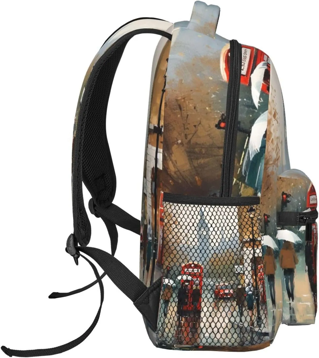 London Impression Backpack Lightweight Laptop Backpack Travel Rucksack for Men Women Canvas Daypack