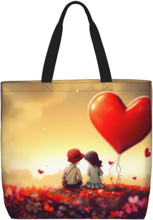 Love Couple Tote Bag for Women Hobo Handbags with Zipper Large Shoulder Bag Shopping Bags Travel Purse