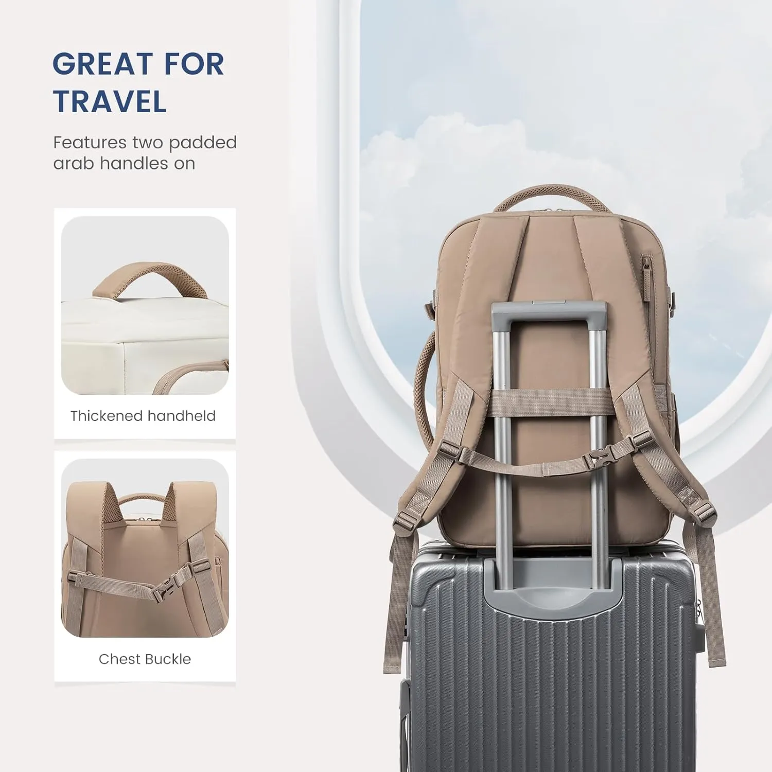 LOVEVOOK Travel Backpack for Women 17.3 Inch Carry On Backpack for Traveling on Airplane, Water Resistant Computer Backpack Luggage, Lightweight Business Rucksack as Personal Item Travel Bag