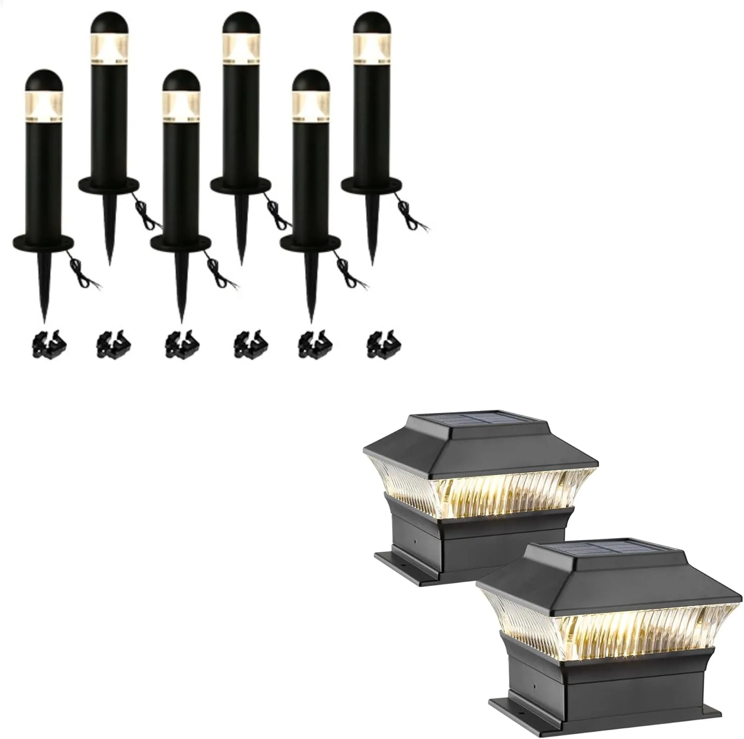 Low Voltage Landscape Light- 6 Pack, Solar Fence Post Lights 2- Pack, BKLVGL00206BL-2BLN