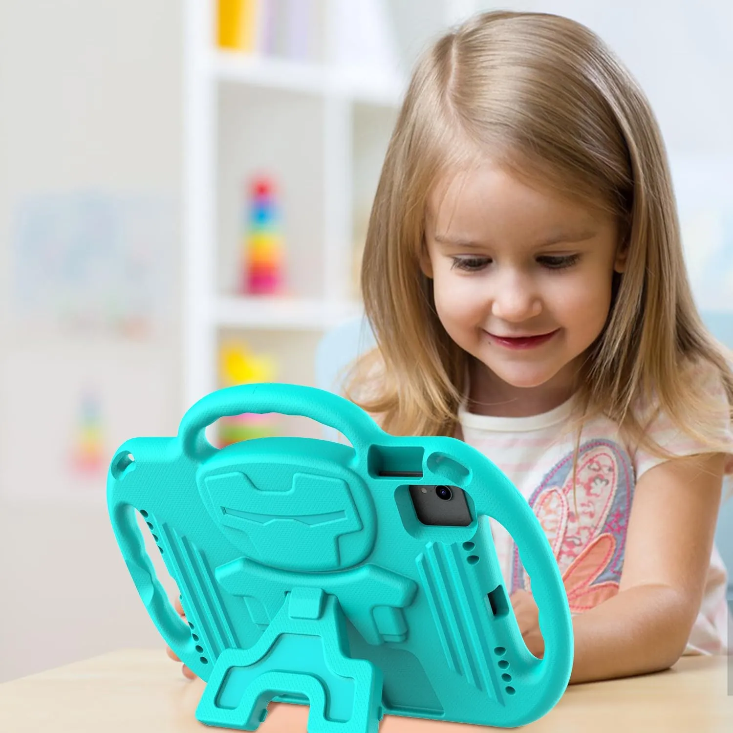 LTROP Kids Case for iPad 11th Generation (A16) 2025 / 10th Generation(10.9 Inch, 2022) with Shoulder Strap, Durable Light Weight Handle Stand Child-Proof Bumper Case for iPad 11th/10th Gen, Turquoise