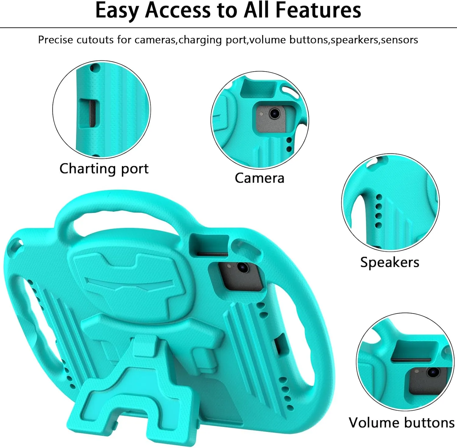 LTROP Kids Case for iPad 11th Generation (A16) 2025 / 10th Generation(10.9 Inch, 2022) with Shoulder Strap, Durable Light Weight Handle Stand Child-Proof Bumper Case for iPad 11th/10th Gen, Turquoise