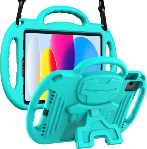 LTROP Kids Case for iPad 11th Generation (A16) 2025 / 10th Generation(10.9 Inch, 2022) with Shoulder Strap, Durable Light Weight Handle Stand Child-Proof Bumper Case for iPad 11th/10th Gen, Turquoise