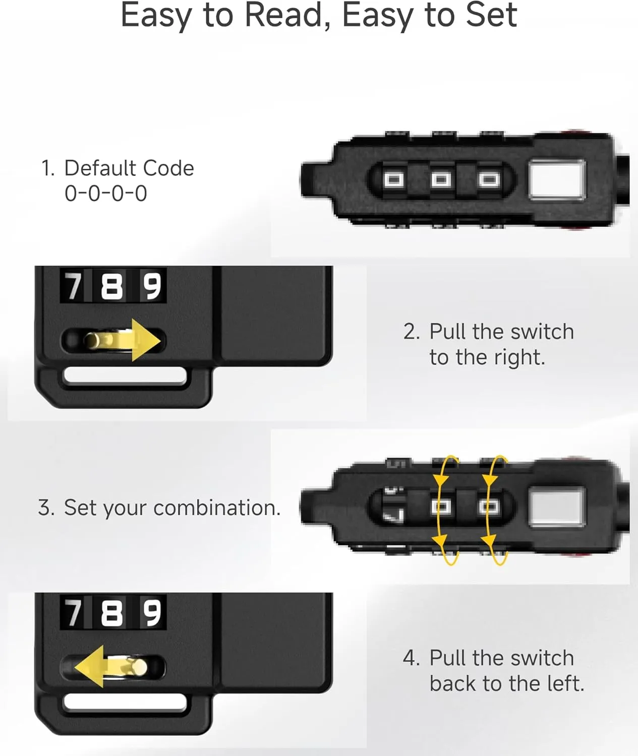 LUGGEX Luggage Locks TSA Approved, Ultra-Light Combination Lock for Suitcases, Carry-Ons, Backpacks, Gym| Lightweight ABS Cable Lock Set with Gift Box