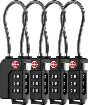 LUGGEX Luggage Locks TSA Approved, Ultra-Light Combination Lock for Suitcases, Carry-Ons, Backpacks, Gym| Lightweight ABS Cable Lock Set with Gift Box