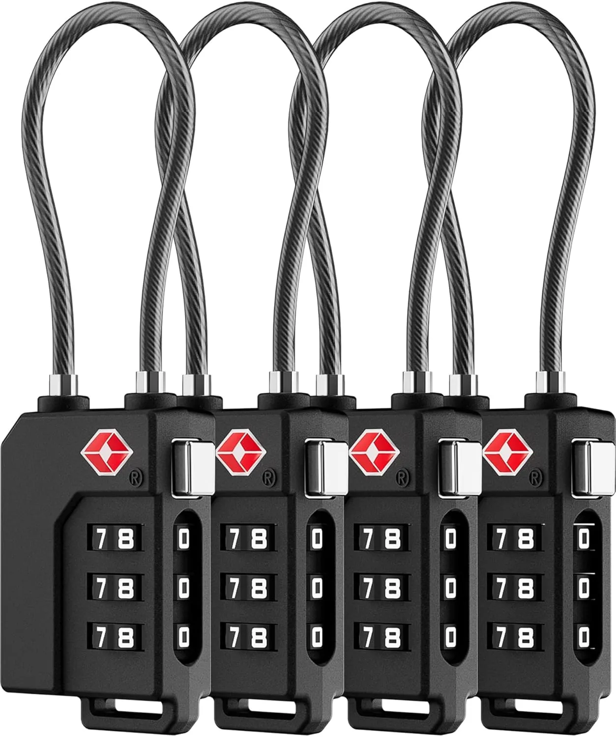 LUGGEX Luggage Locks TSA Approved, Ultra-Light Combination Lock for Suitcases, Carry-Ons, Backpacks, Gym| Lightweight ABS Cable Lock Set with Gift Box