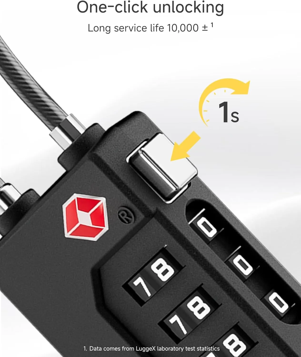 LUGGEX Luggage Locks TSA Approved, Ultra-Light Combination Lock for Suitcases, Carry-Ons, Backpacks, Gym| Lightweight ABS Cable Lock Set with Gift Box
