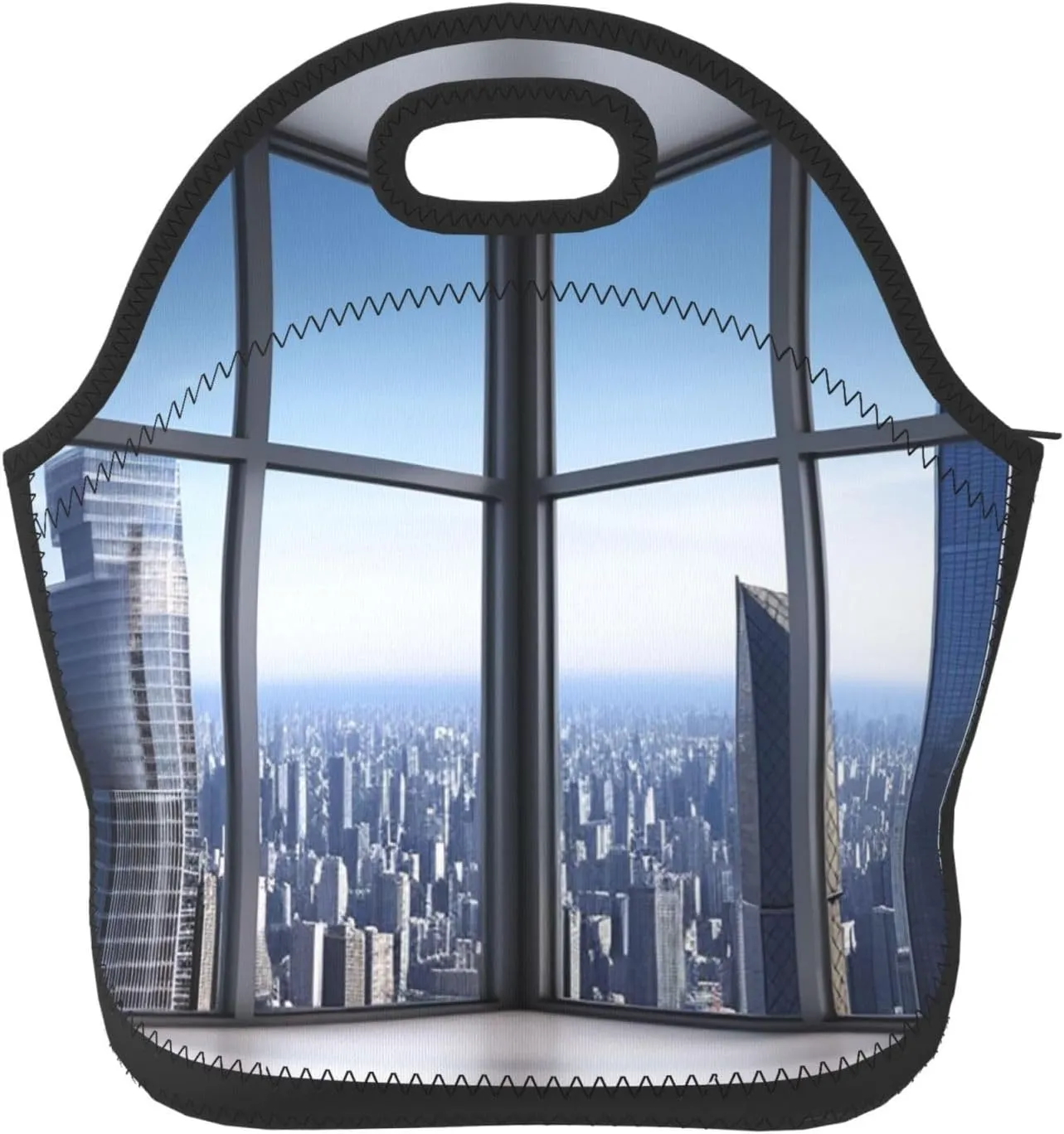 Lunch Bag Lunch Box for Women Men Neoprene Insulated Lunch Tote Bag Skyscraper Buildings Leakproof Cooler Bag Reusable Lunchbox Portable Cooler Lunch Container for Picnic Travel