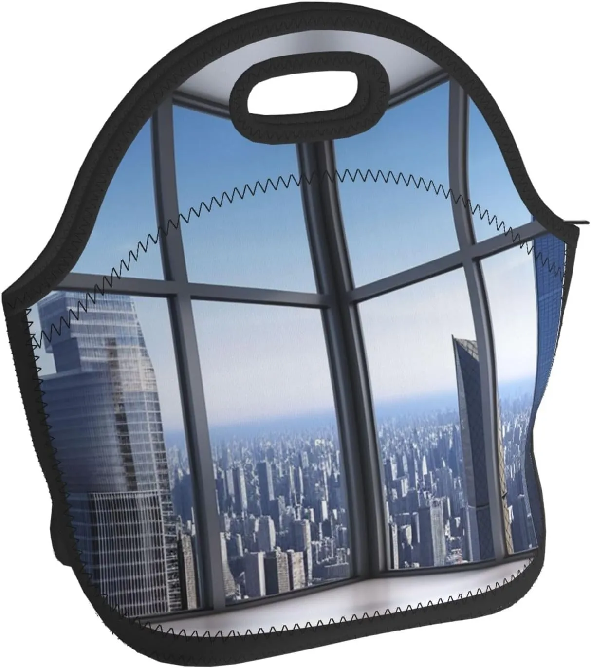Lunch Bag Lunch Box for Women Men Neoprene Insulated Lunch Tote Bag Skyscraper Buildings Leakproof Cooler Bag Reusable Lunchbox Portable Cooler Lunch Container for Picnic Travel