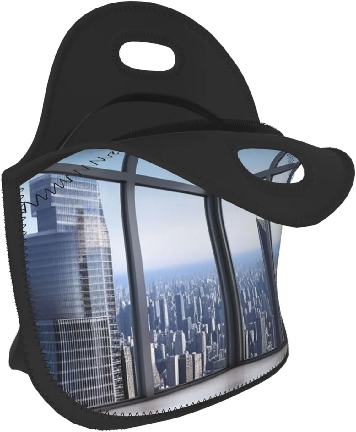 Lunch Bag Lunch Box for Women Men Neoprene Insulated Lunch Tote Bag Skyscraper Buildings Leakproof Cooler Bag Reusable Lunchbox Portable Cooler Lunch Container for Picnic Travel