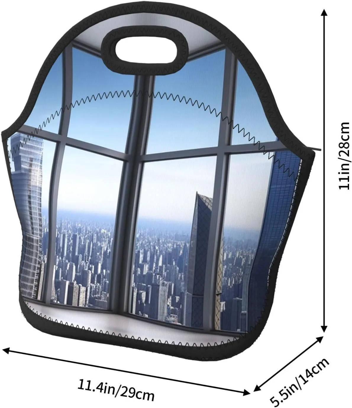 Lunch Bag Lunch Box for Women Men Neoprene Insulated Lunch Tote Bag Skyscraper Buildings Leakproof Cooler Bag Reusable Lunchbox Portable Cooler Lunch Container for Picnic Travel