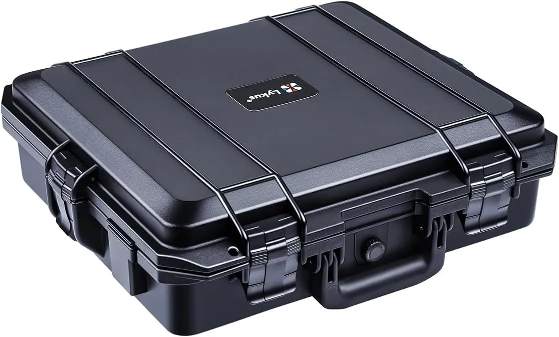 Lykus HC-4110 Waterproof Hard Case with Foam, Interior Size 16.1x14.2x5.1 inch, Suitable for laptop, camera, game console, electronics, and more