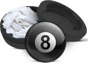 Magic 8 Ball Aluminum Nicotine Pouch Snus Storage Container, Dual-Chamber Design, Discreet Stash Container, Portable & Durable Snus Organizer Black