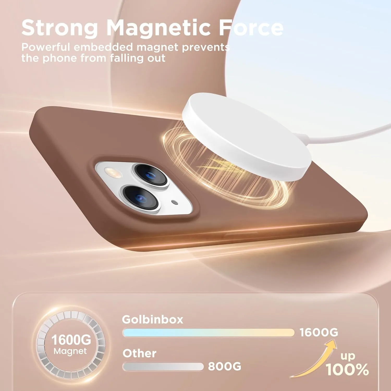 Magnetic for iPhone 15 Case, Compatible with MagSafe, [Soft Anti-Scratch Microfiber Lining], Slim Liquid Silicone Shockproof Protective Phone Case for iPhone 15 6.1 inch, Brown