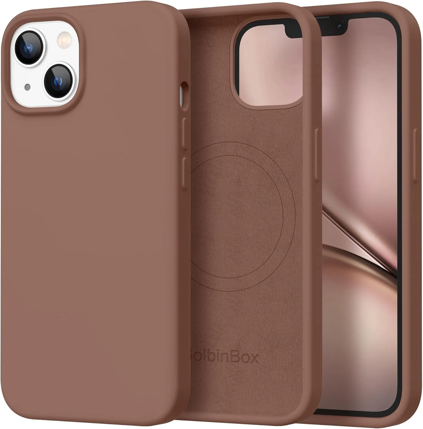 Magnetic for iPhone 15 Case, Compatible with MagSafe, [Soft Anti-Scratch Microfiber Lining], Slim Liquid Silicone Shockproof Protective Phone Case for iPhone 15 6.1 inch, Brown