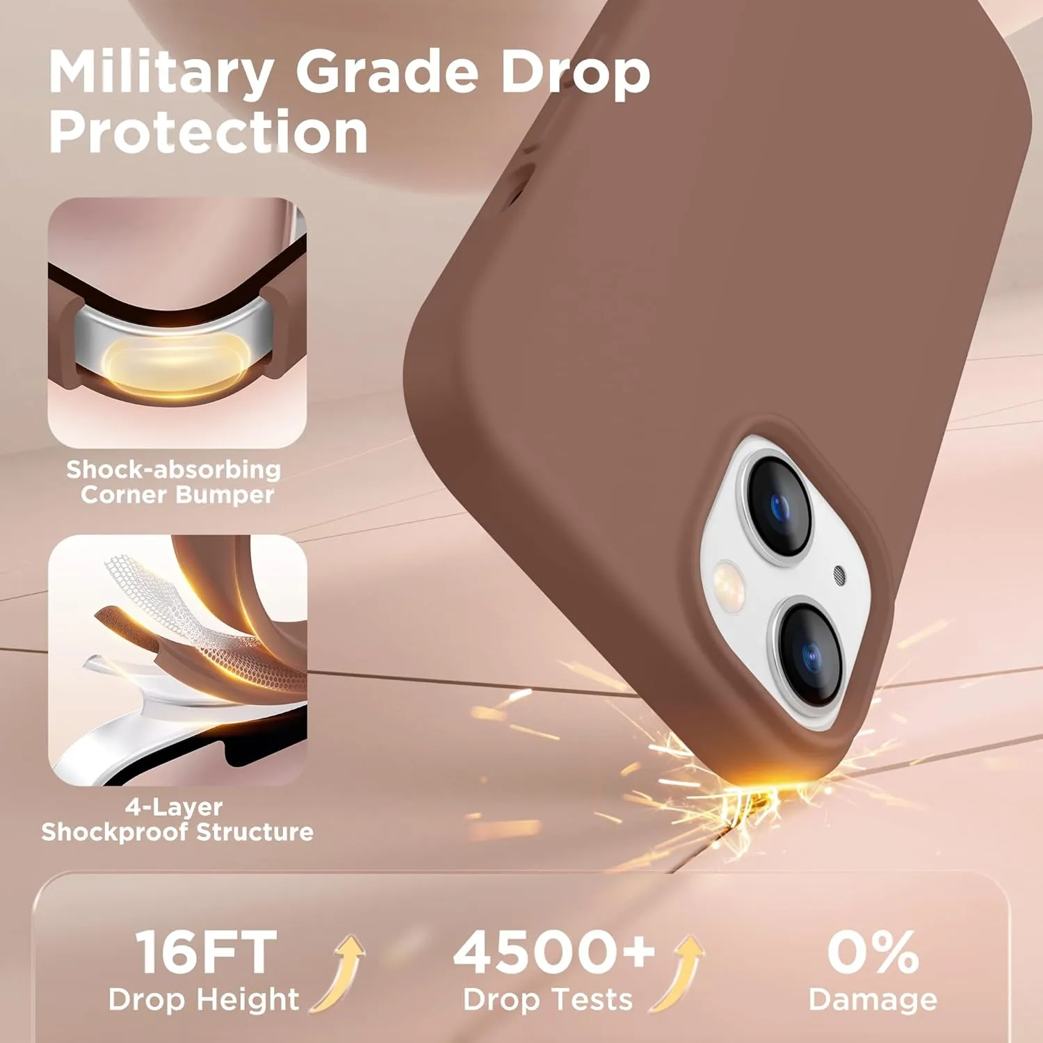 Magnetic for iPhone 15 Case, Compatible with MagSafe, [Soft Anti-Scratch Microfiber Lining], Slim Liquid Silicone Shockproof Protective Phone Case for iPhone 15 6.1 inch, Brown