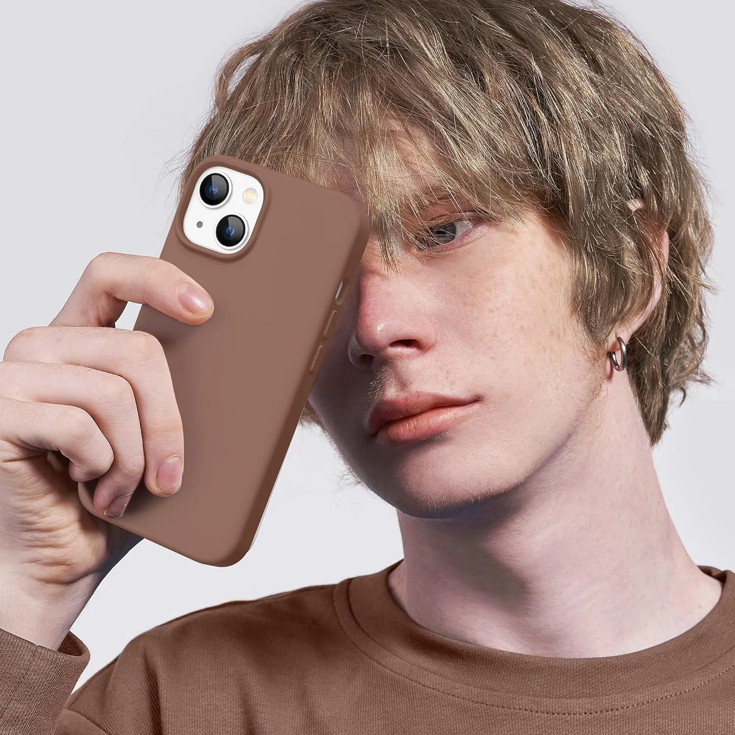 Magnetic for iPhone 15 Case, Compatible with MagSafe, [Soft Anti-Scratch Microfiber Lining], Slim Liquid Silicone Shockproof Protective Phone Case for iPhone 15 6.1 inch, Brown