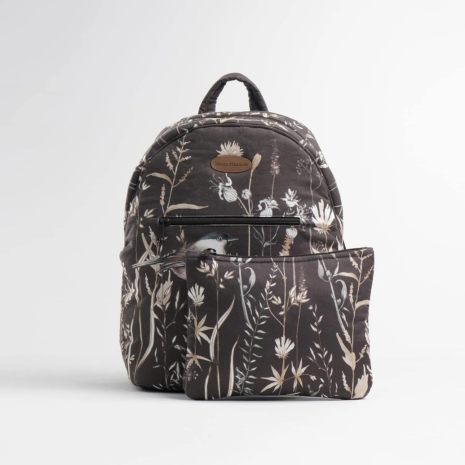 Maison d' Hermine Backpack Cotton Shoulder Backpack with Small Pouch Lightweight Bag for Travel Work Beach Perfect for Women & Men (Meadow Florals)