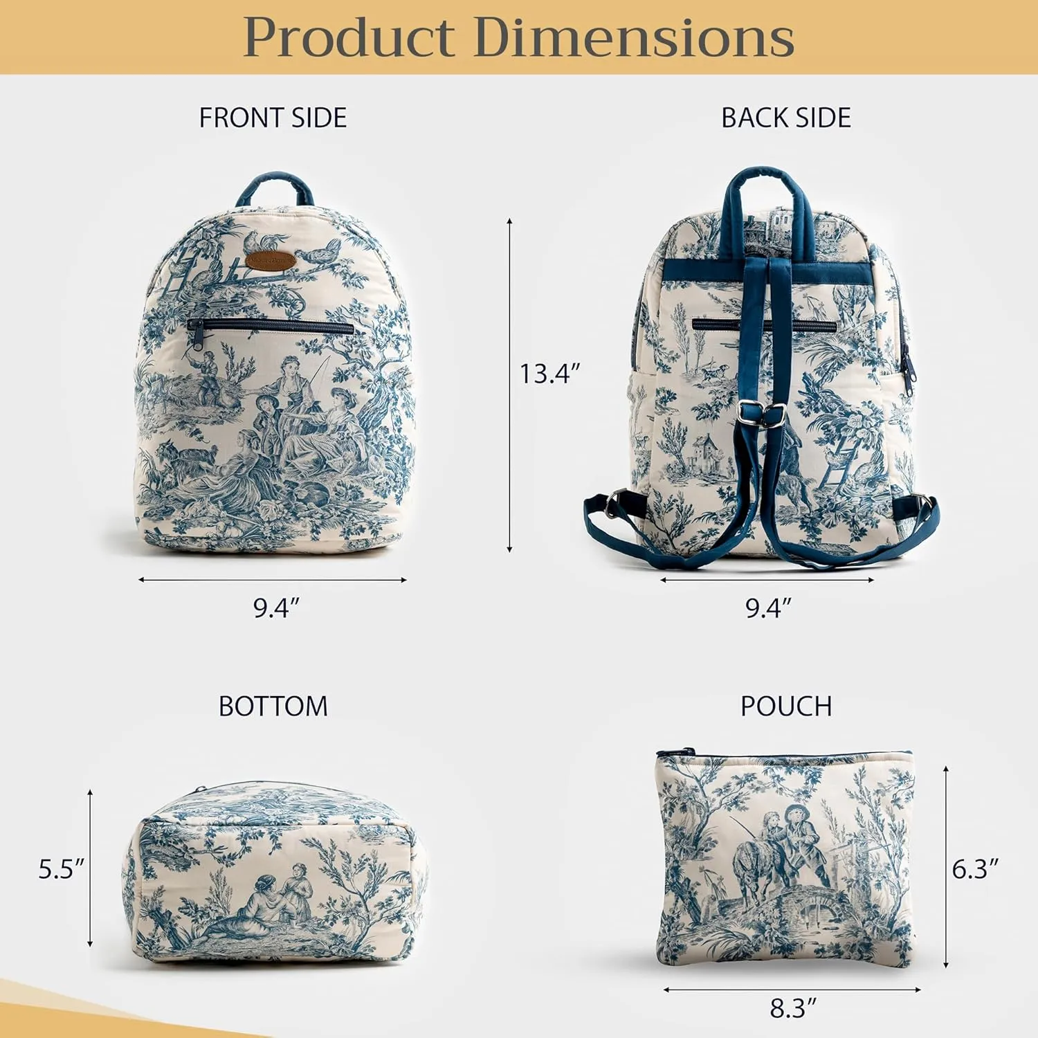 Maison d' Hermine Backpack Cotton Shoulder Backpack with Small Pouch Lightweight Bag for Travel Work Beach Perfect for Women & Men (The Miller - Blue)