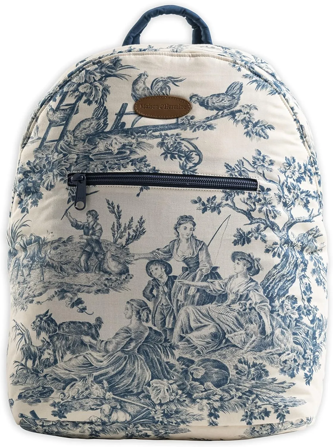 Maison d' Hermine Backpack Cotton Shoulder Backpack with Small Pouch Lightweight Bag for Travel Work Beach Perfect for Women & Men (The Miller - Blue)