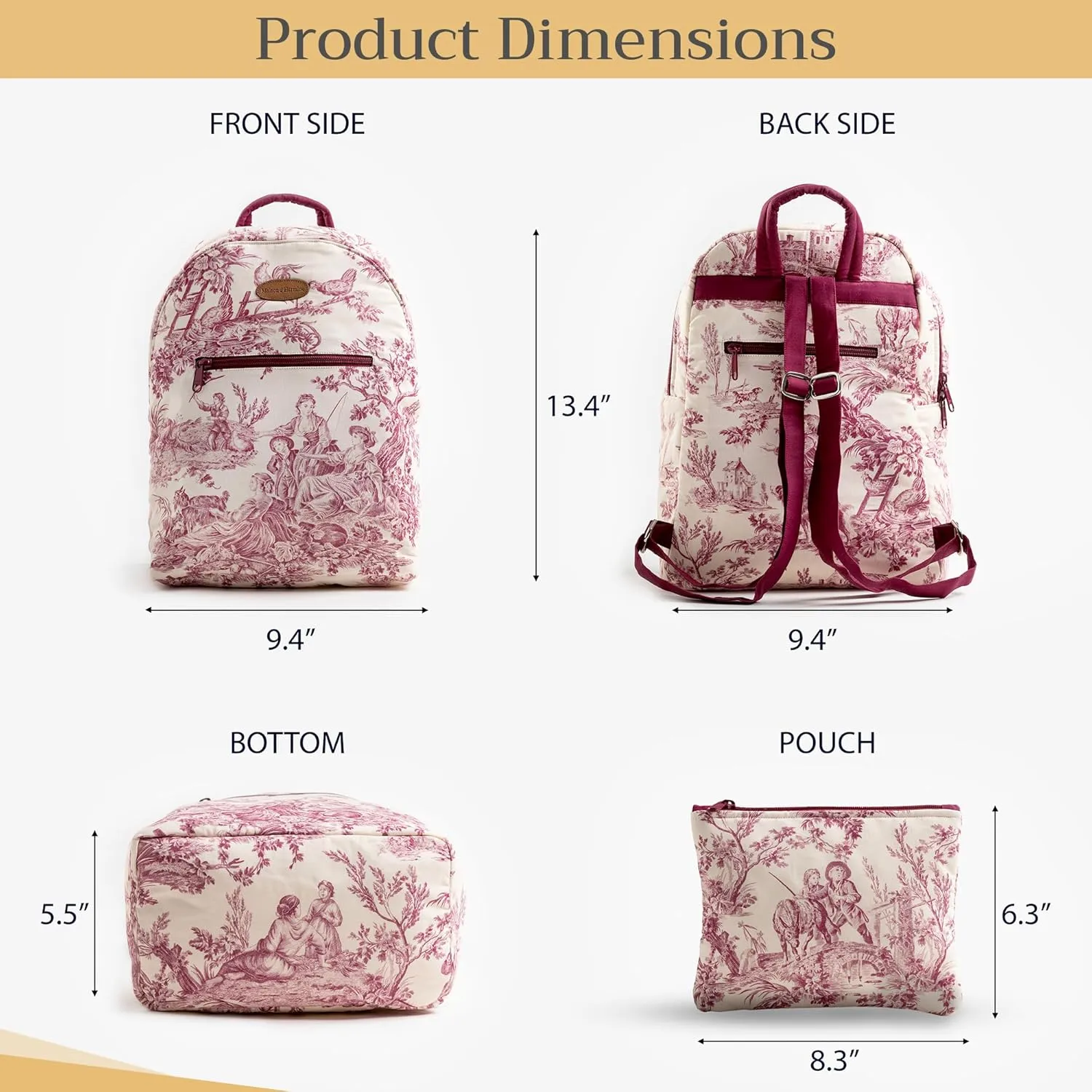 Maison d' Hermine Backpack Cotton Shoulder Backpack with Small Pouch Lightweight Bag for Travel Work Beach Perfect for Women & Men (The Miller - Red)