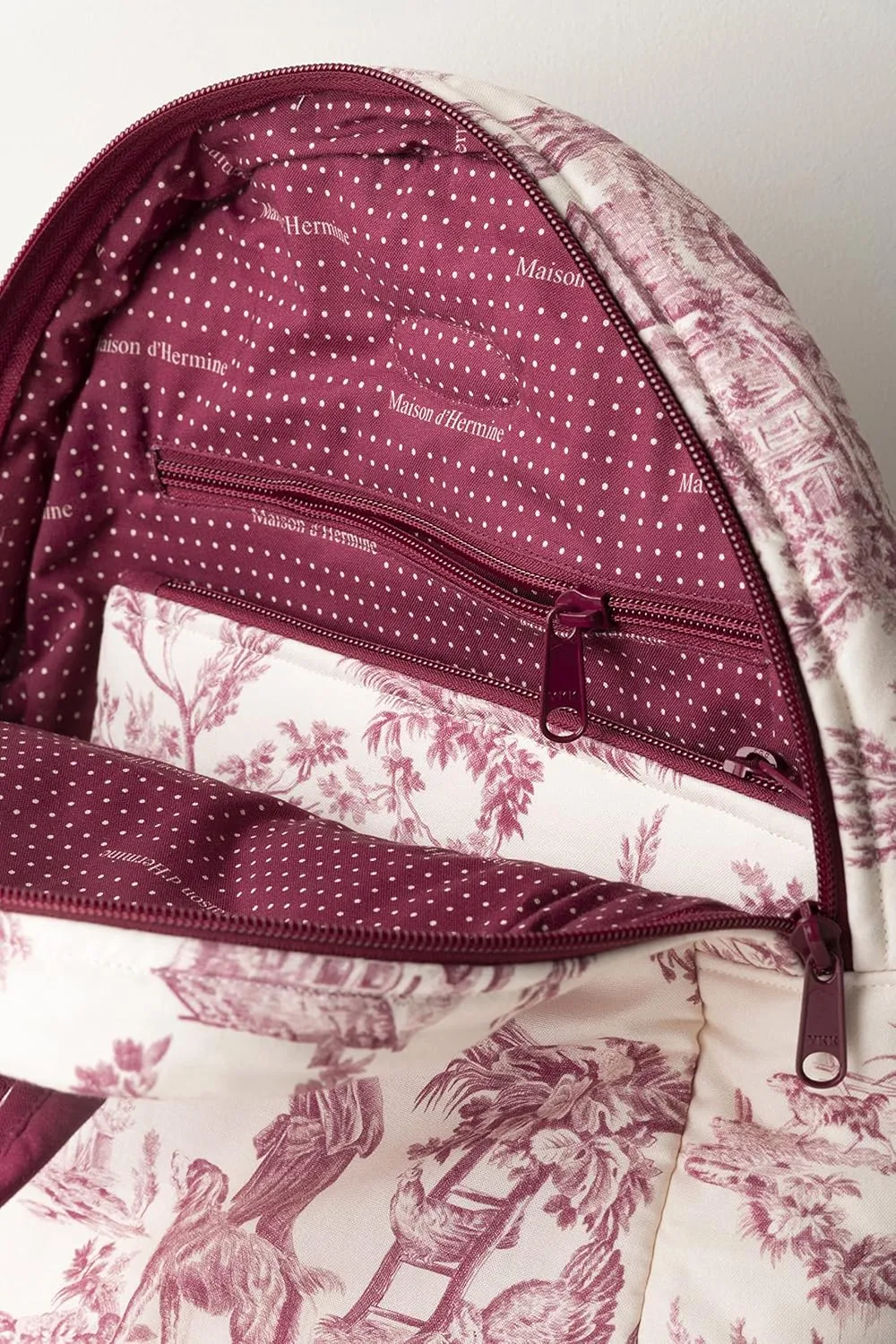 Maison d' Hermine Backpack Cotton Shoulder Backpack with Small Pouch Lightweight Bag for Travel Work Beach Perfect for Women & Men (The Miller - Red)