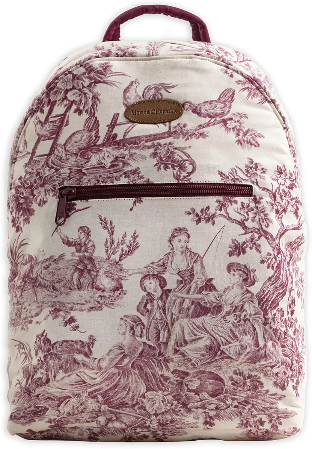 Maison d' Hermine Backpack Cotton Shoulder Backpack with Small Pouch Lightweight Bag for Travel Work Beach Perfect for Women & Men (The Miller - Red)