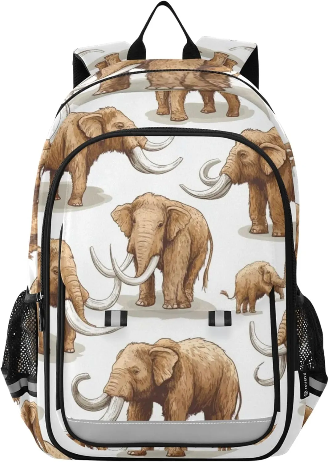 Many Mammoths Elephants Backpack Lightweight Bookbag Travel Backpack College School Laptop Bag with Reflective Stripes