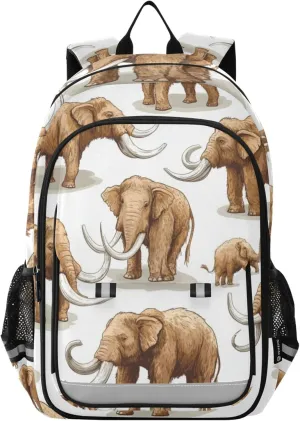 Many Mammoths Elephants Backpack Lightweight Bookbag Travel Backpack College School Laptop Bag with Reflective Stripes