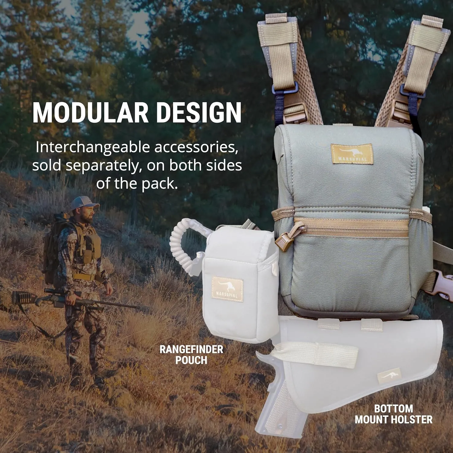 Marsupial Gear Enclosed Binocular Pack, Coyote, Medium