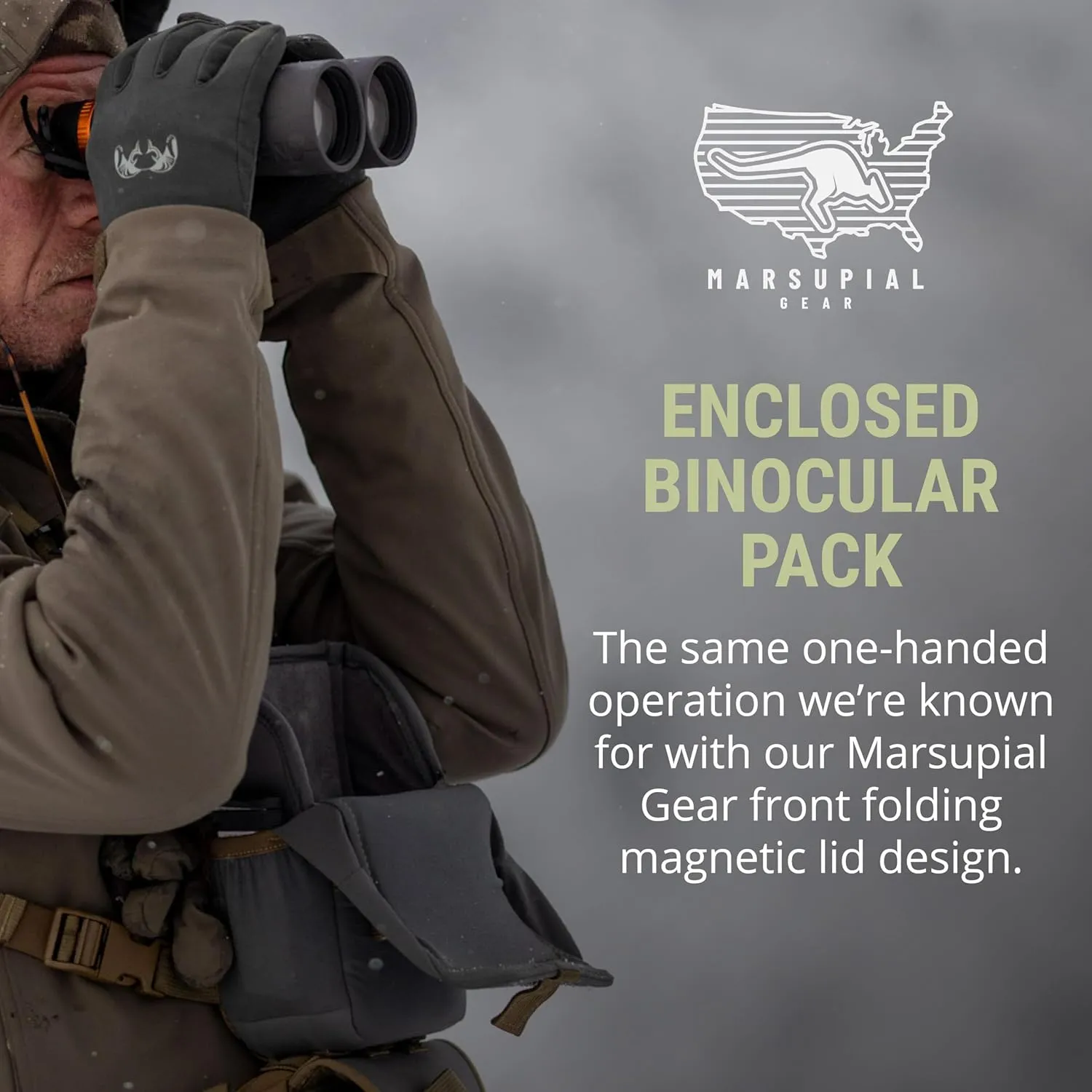 Marsupial Gear Enclosed Binocular Pack, Coyote, Medium