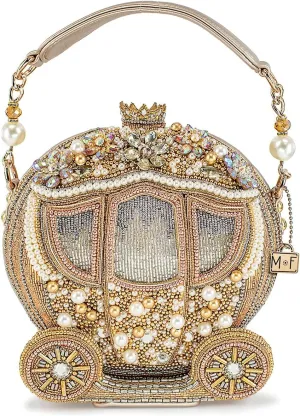 Mary Frances Dream Big Beaded Handbag Carriage-Design Vegan Leather Top Handle Bag, Metallic