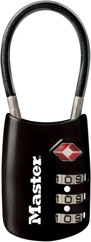 Master Lock Black Set Your Own Combination TSA Approved Luggage Lock, Travel Lock for Backpacks, Suitcases, or Zippers, 4688D