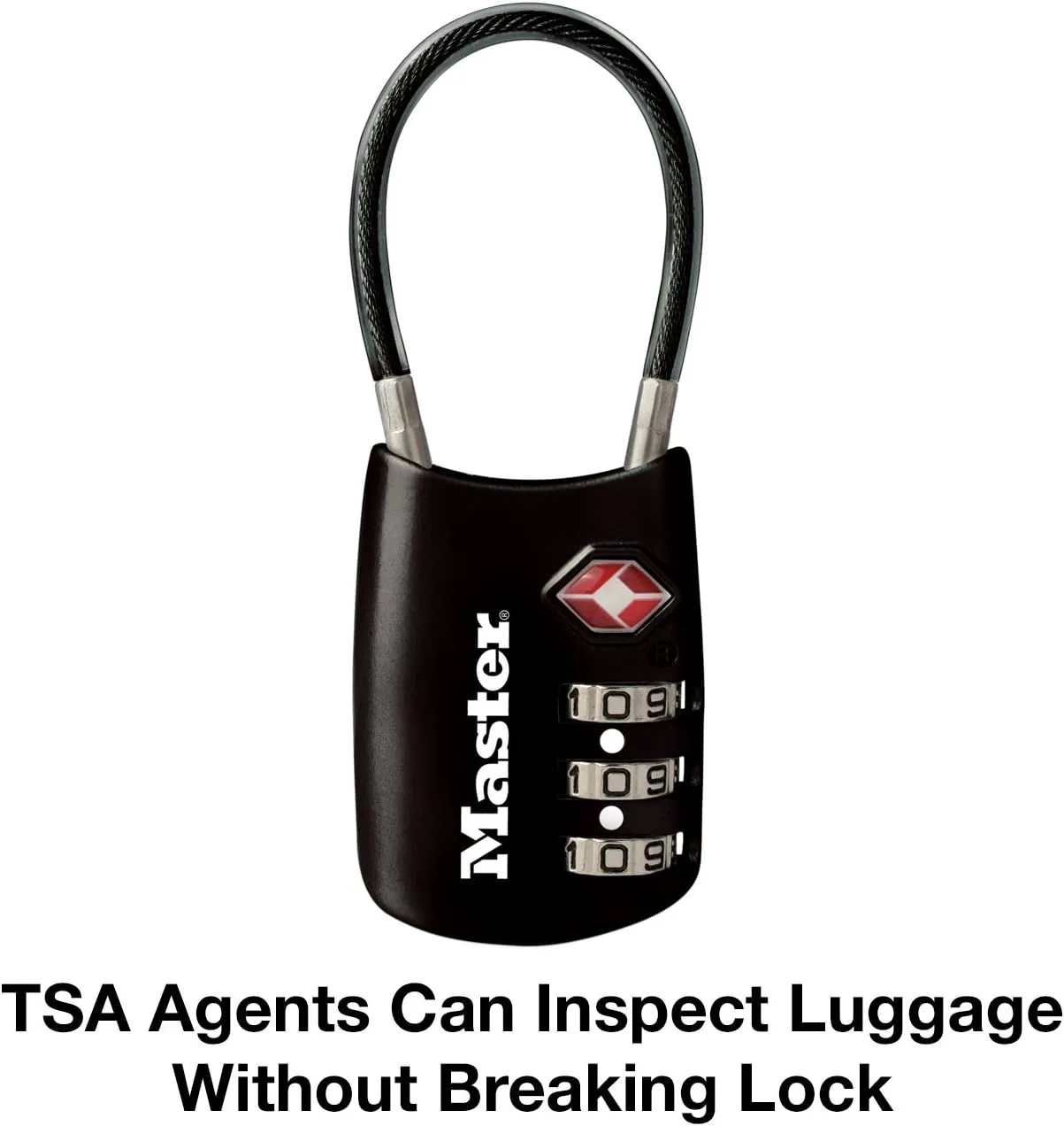 Master Lock Black Set Your Own Combination TSA Approved Luggage Lock, Travel Lock for Backpacks, Suitcases, or Zippers, 4688D