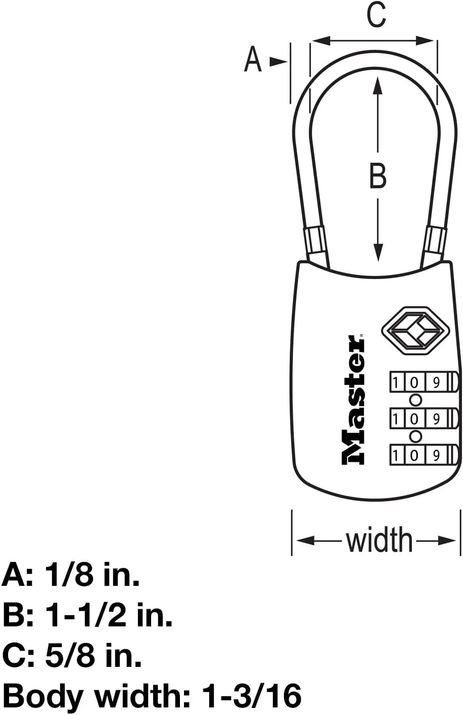 Master Lock Black Set Your Own Combination TSA Approved Luggage Lock, Travel Lock for Backpacks, Suitcases, or Zippers, 4688D