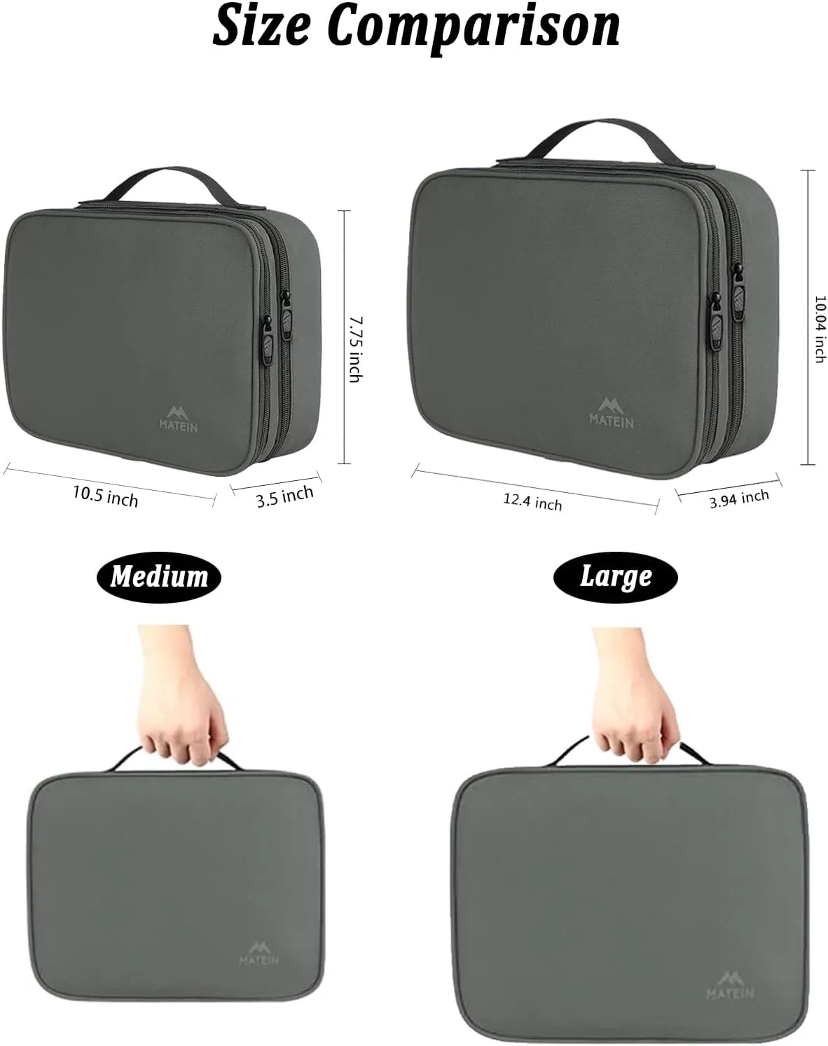 MATEIN Electronics Organizer Travel Case, Large Cable Storage Bag, Water Resistant Carrying Case with Handle, Tech Organizer for Tablet (Up to 12.9inch), USB Charger, Clipper, Grey