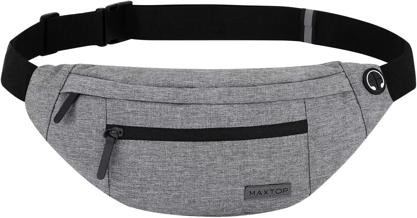 MAXTOP Large Crossbody Fanny Pack with 4-Zipper Pockets,Gifts for Enjoy Sports Festival Workout Traveling Running Casual Hands-Free Wallets Waist Pack Phone Bag Carrying All Phones