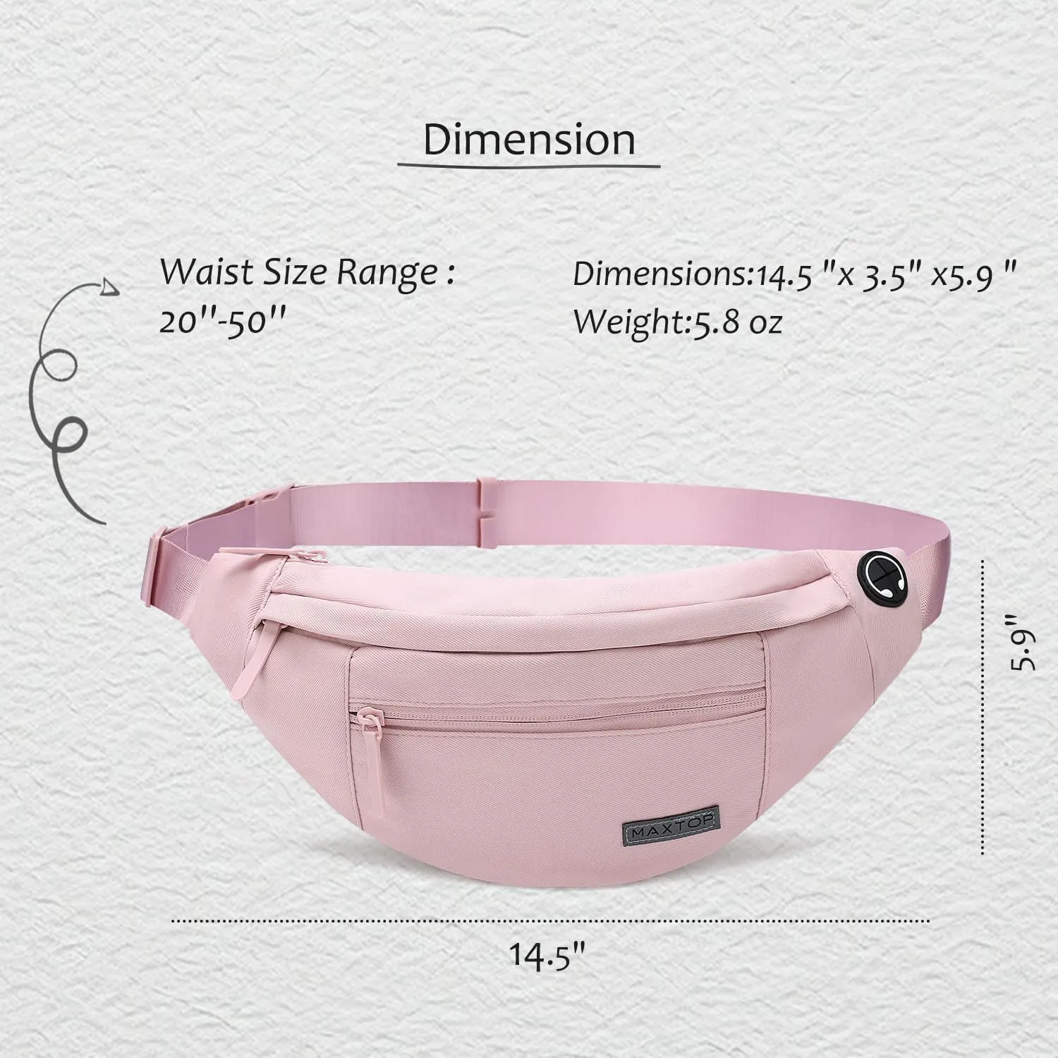 MAXTOP Large Pink Crossbody Fanny Pack Belt Bag for Women with 4-Zipper Pockets Gifts for Enjoy Sports Yoga Running Hiking Workout Walking Casual Travel Wallets Fashion Waist Pack Phone Bag
