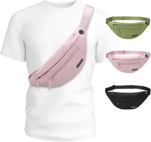 MAXTOP Large Pink Crossbody Fanny Pack Belt Bag for Women with 4-Zipper Pockets Gifts for Enjoy Sports Yoga Running Hiking Workout Walking Casual Travel Wallets Fashion Waist Pack Phone Bag