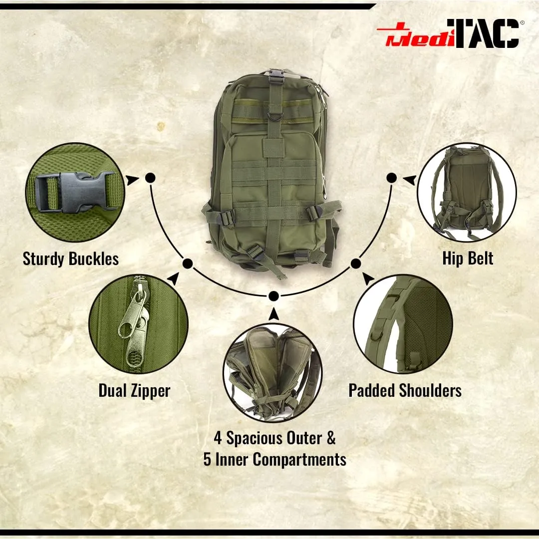 MediTac Tactical Assault Pack - First Aid Rucksack - 18" Military MOLLE Backpack