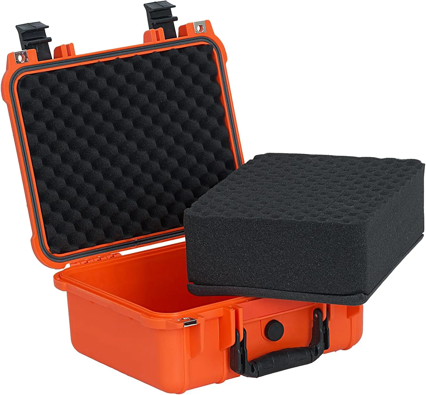 MEIJIA Portable All Weather Waterproof Protective Case,Hard Case,Camera Case With Customized Fit Foam,Fit Use of Drones,Camera,Equipments,Pistols,13.35 x11.63x5.98inches (Orange)