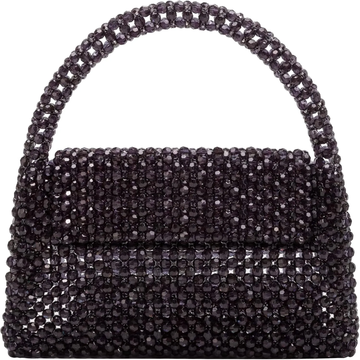 Melie Bianco Sherry Bag - Womens Luxury Beaded Handbag - Fancy Foldover Purse with Top Handle