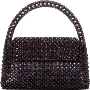 Melie Bianco Sherry Bag - Womens Luxury Beaded Handbag - Fancy Foldover Purse with Top Handle