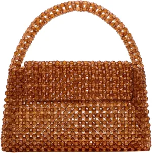 Melie Bianco Sherry Bag - Womens Luxury Beaded Handbag - Fancy Foldover Purse with Top Handle