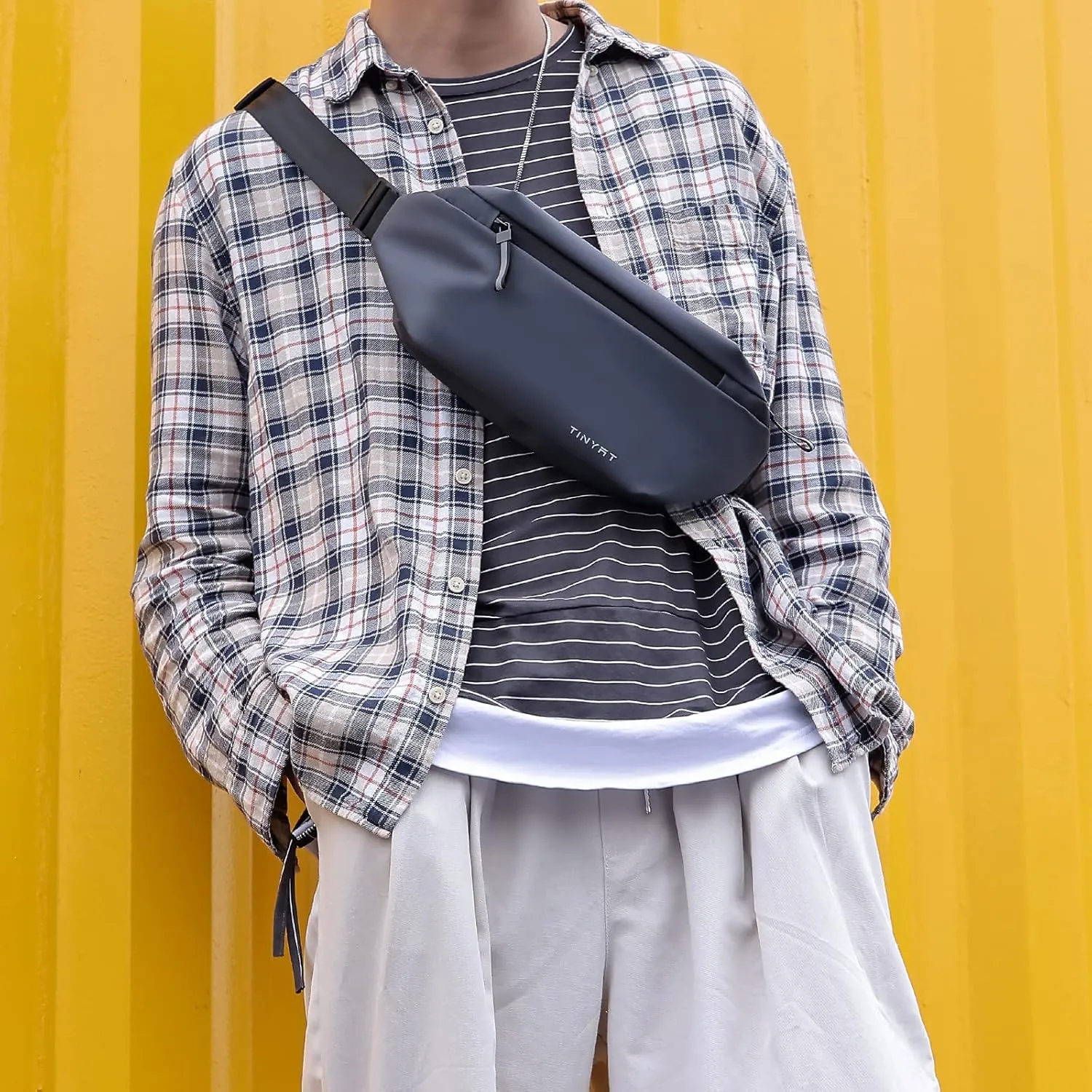 Men Crossbody Bags with Bottle Pocket Large Capacity Sling Pouch Men Hiking Shoulder Bag for Running Sport Travel Cycling