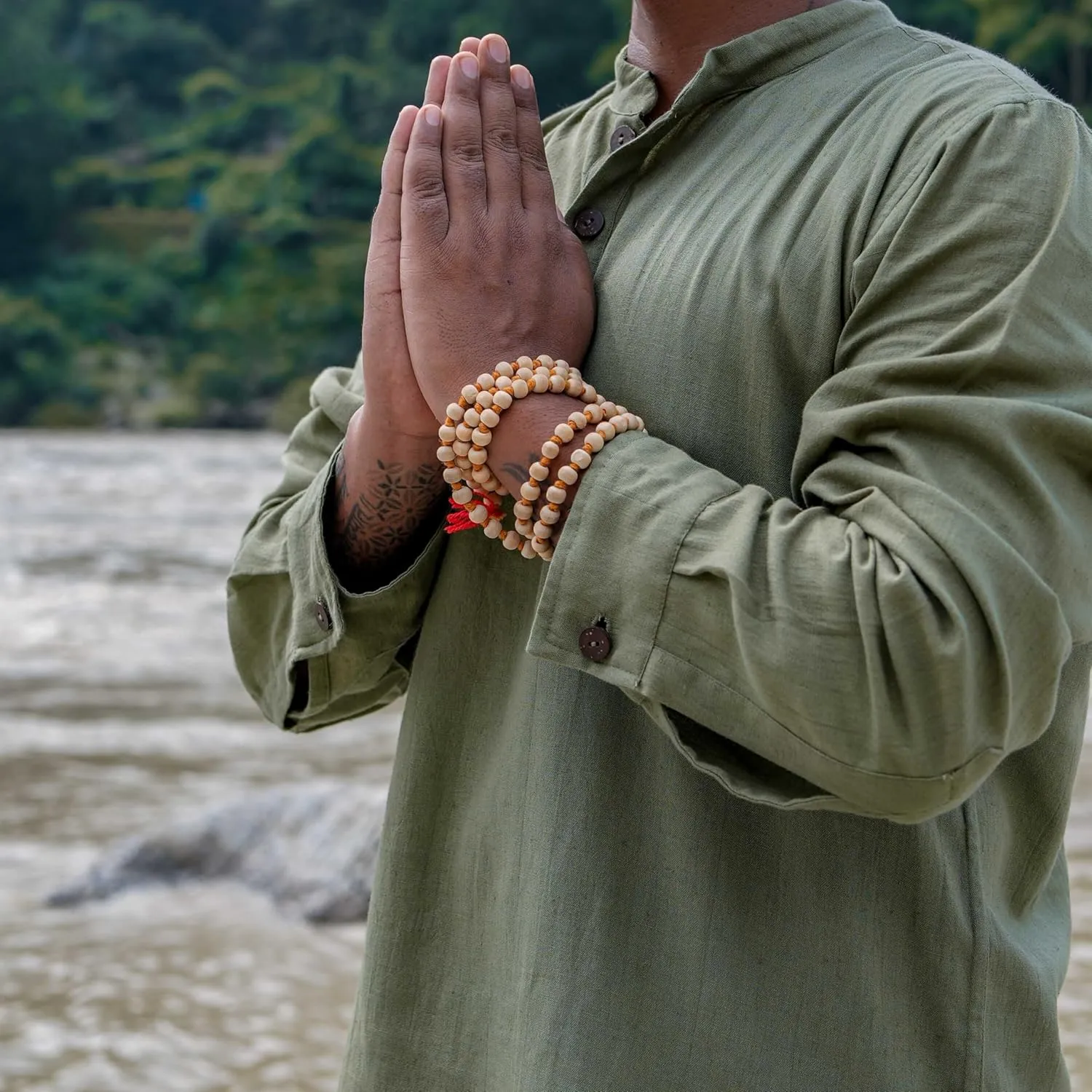 men Prithvi Yoga Set Of 2 (Top & Pants) 100% Cotton Kurta Style Full Sleeved Top Mid Waist Flared Pants